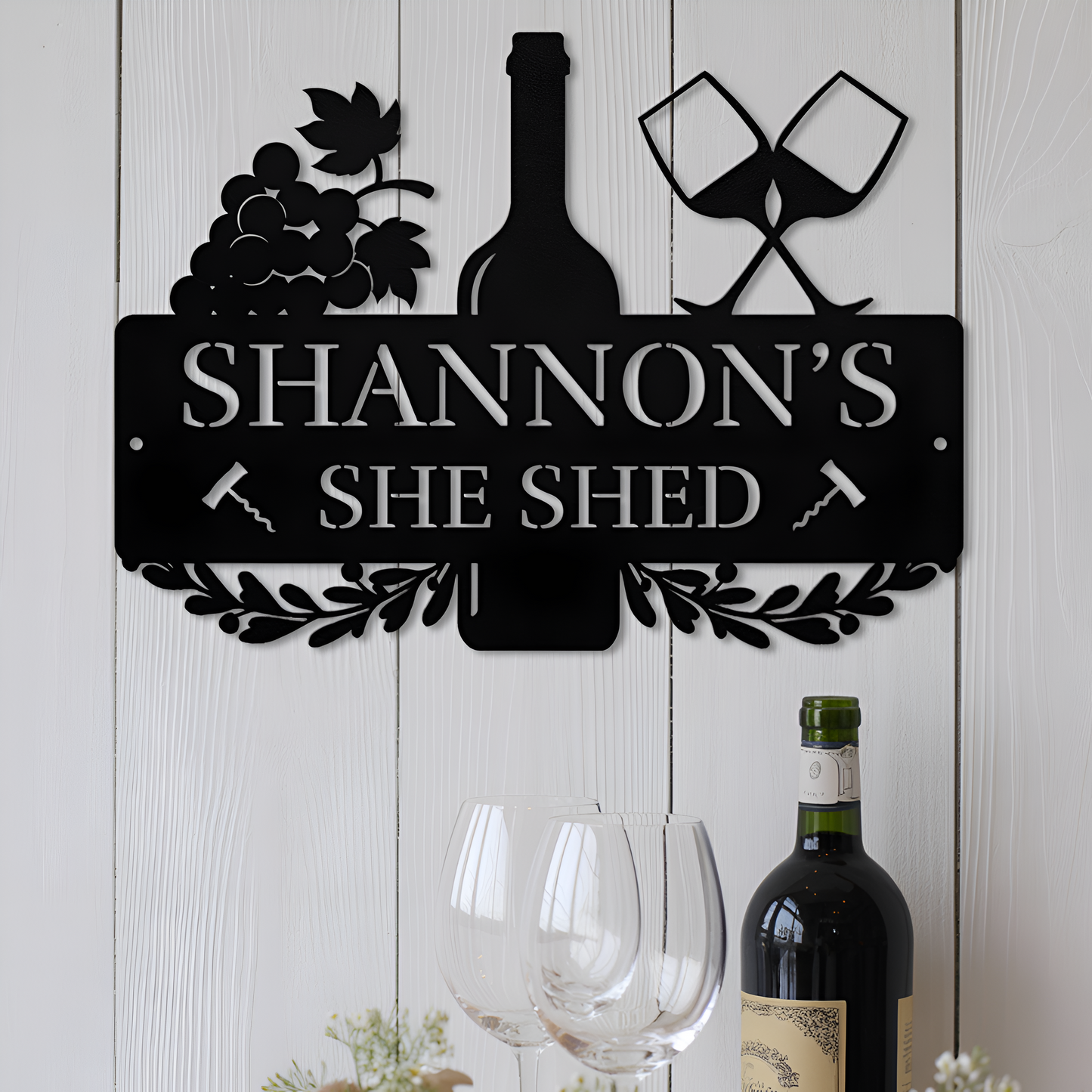 She Shed Wine Metal Sign