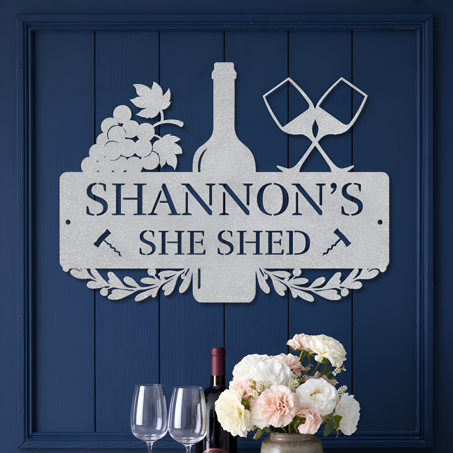 She Shed Wine Metal Sign