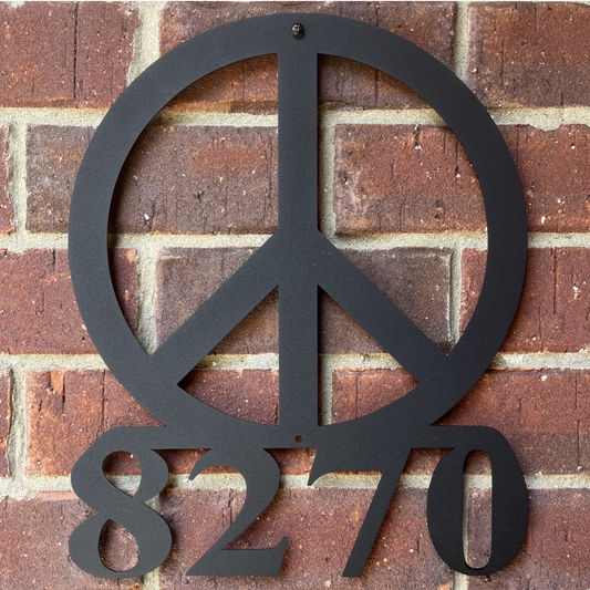 Peace Sign Address Metal Sign