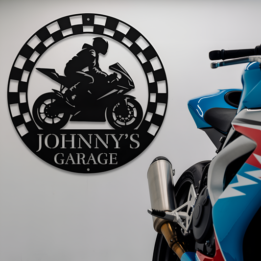 Crotch Rocket (Checkered Flag Boarder) Metal Sign