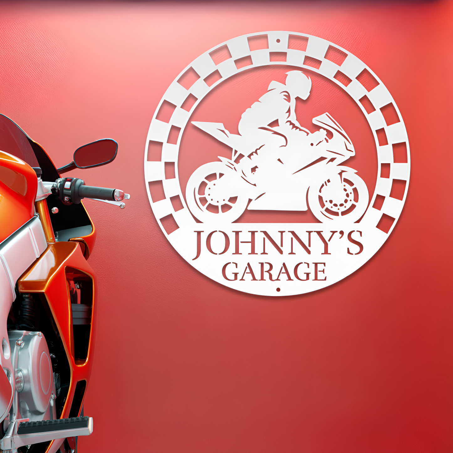 Crotch Rocket (Checkered Flag Boarder) Metal Sign