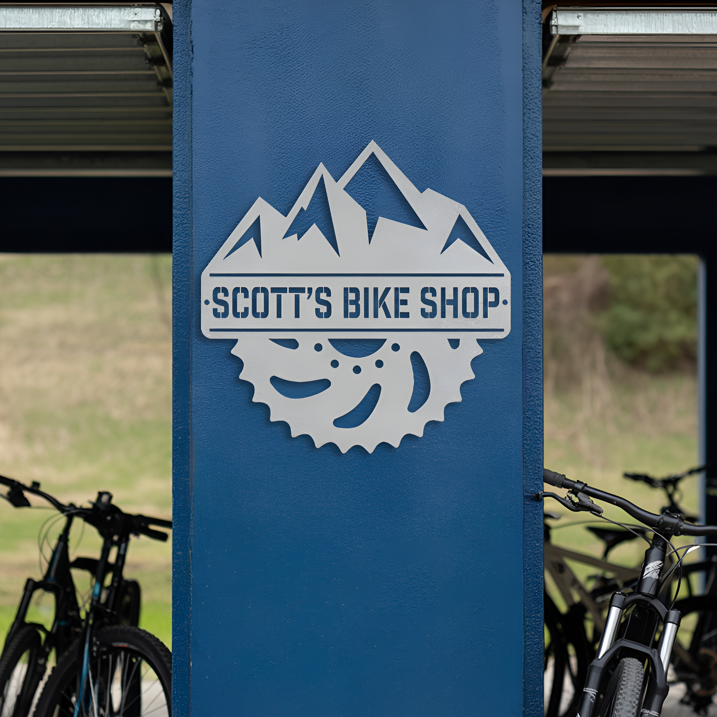 Mountain Biking Metal Sign