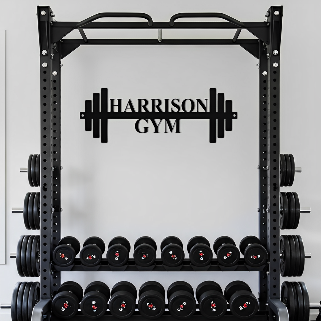 Barbell Metal Sign