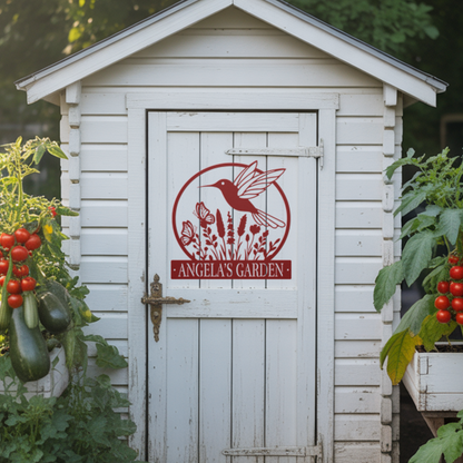 Hummingbird Garden Metal Sign