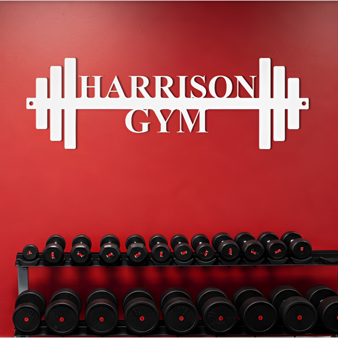 Barbell Metal Sign