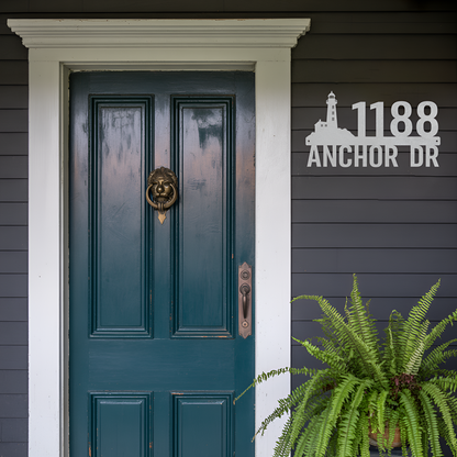 Lighthouse Address Metal Sign