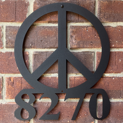 Peace Sign Address Metal Sign