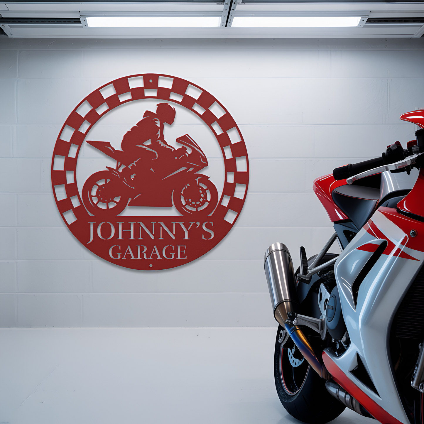 Crotch Rocket (Checkered Flag Boarder) Metal Sign