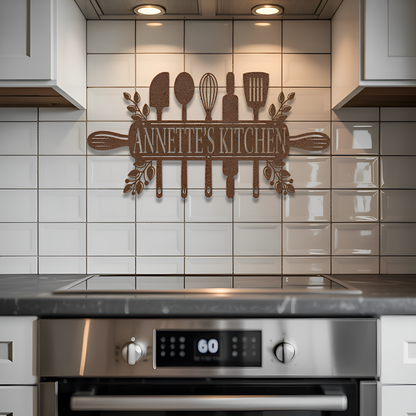 Kitchen Utensils Metal Sign