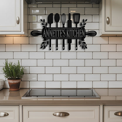 Kitchen Utensils Metal Sign
