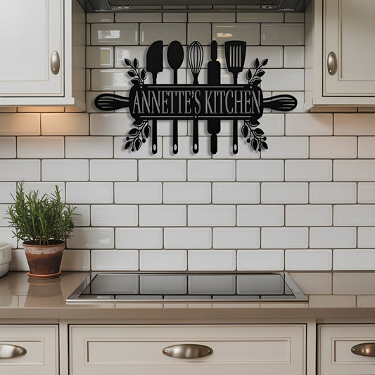 Kitchen Utensils Metal Sign